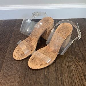 Clear sandals with cork heel. Mix no. 6